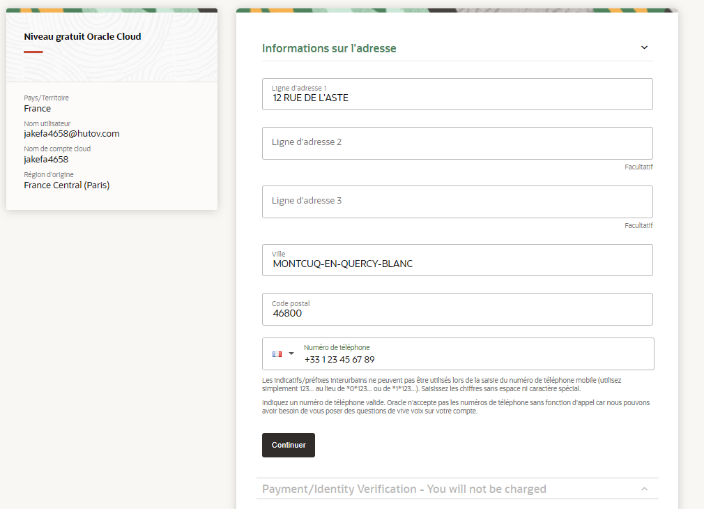 OCI account creation 7